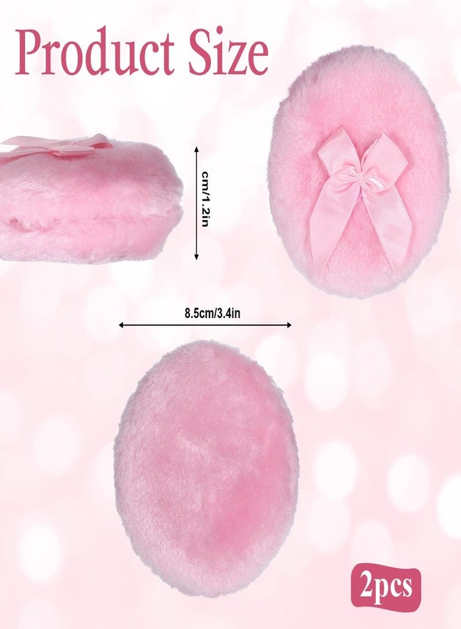 Aeaocvo 2 Pcs Large Fluffy Powder Puffs, 3.4 Inch Soft Body Powder Puff Washable Reusable Dusting Big Fluffy Puff for Wet Dry Makeup Face Body - Image 2
